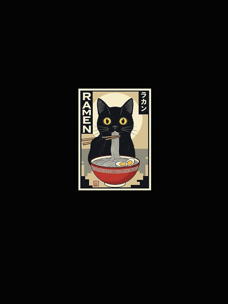 Kawaii Ramen Cat Retro Japanese Noodles Artwork by scottygrindz