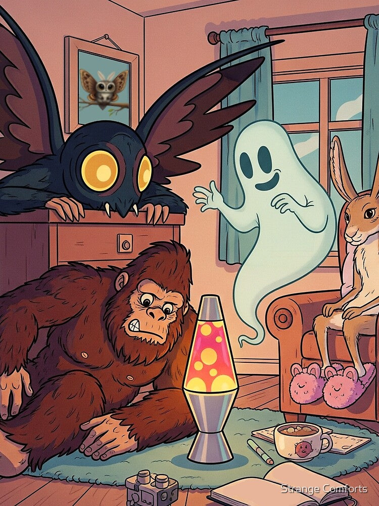 Cryptid Hangout – Spooky Cute Paranormal Party Art by Strange Comforts