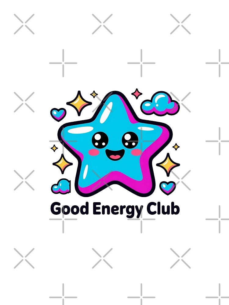 Good Energy Club Kawaii Star T-Shirt & Sticker – Neon Pastel Positive Vibes Gift for Kawaii Fans, Students & Self-Care Lovers by GemBob Creations