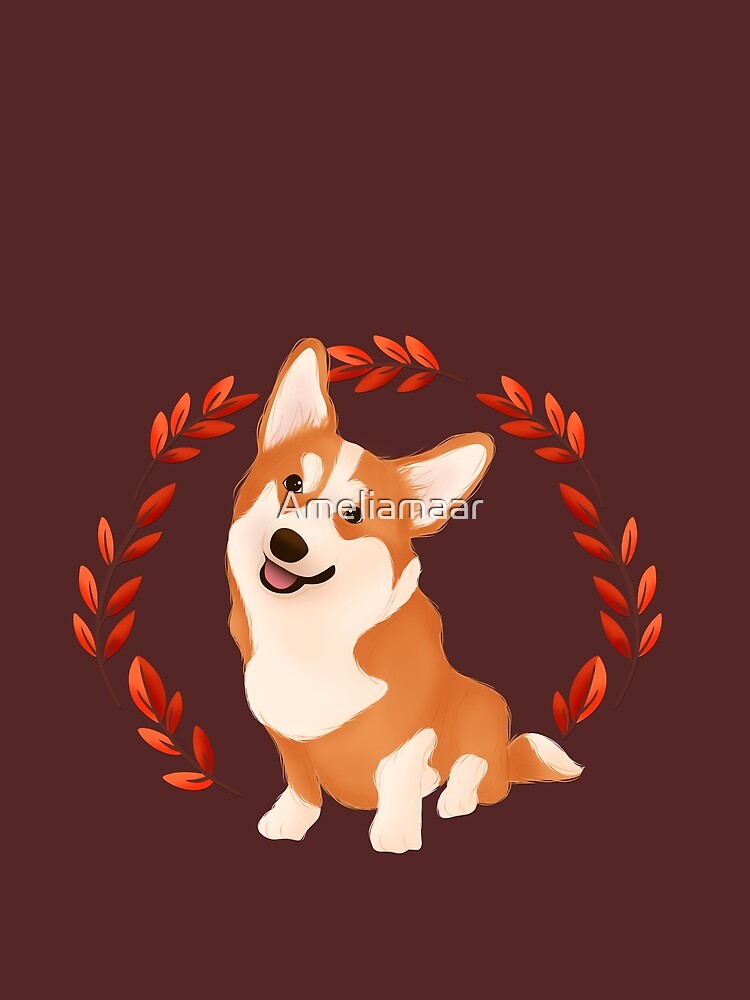 Autumn leafs Corgi by Ameliamaar