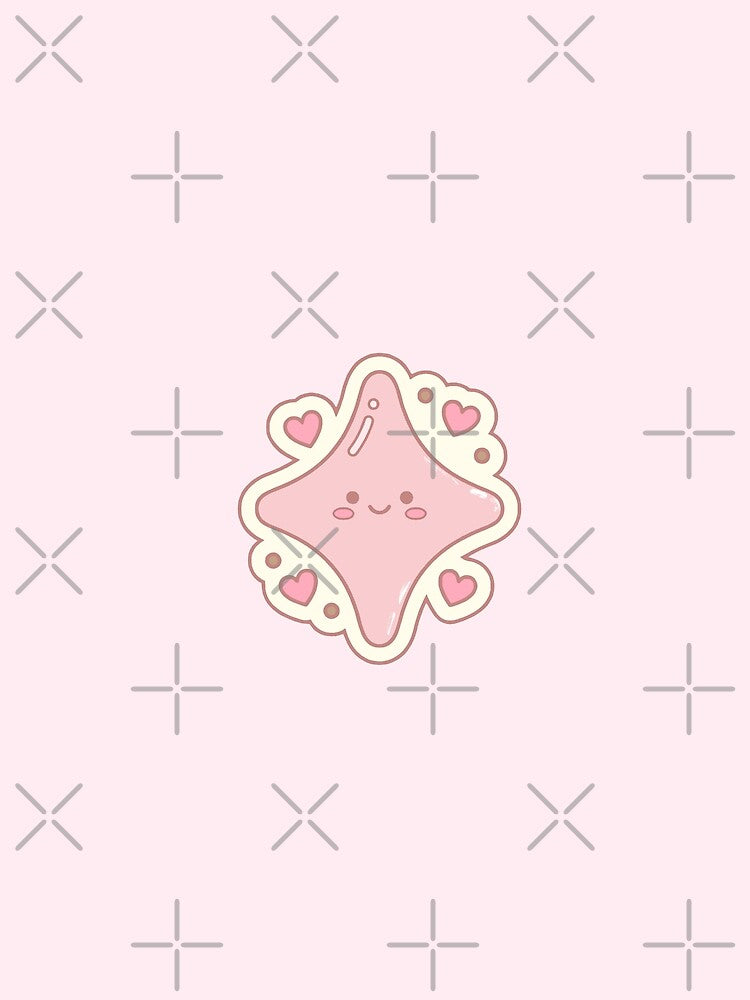 Adorable Kawaii Pink Star with Hearts by HerTenderly