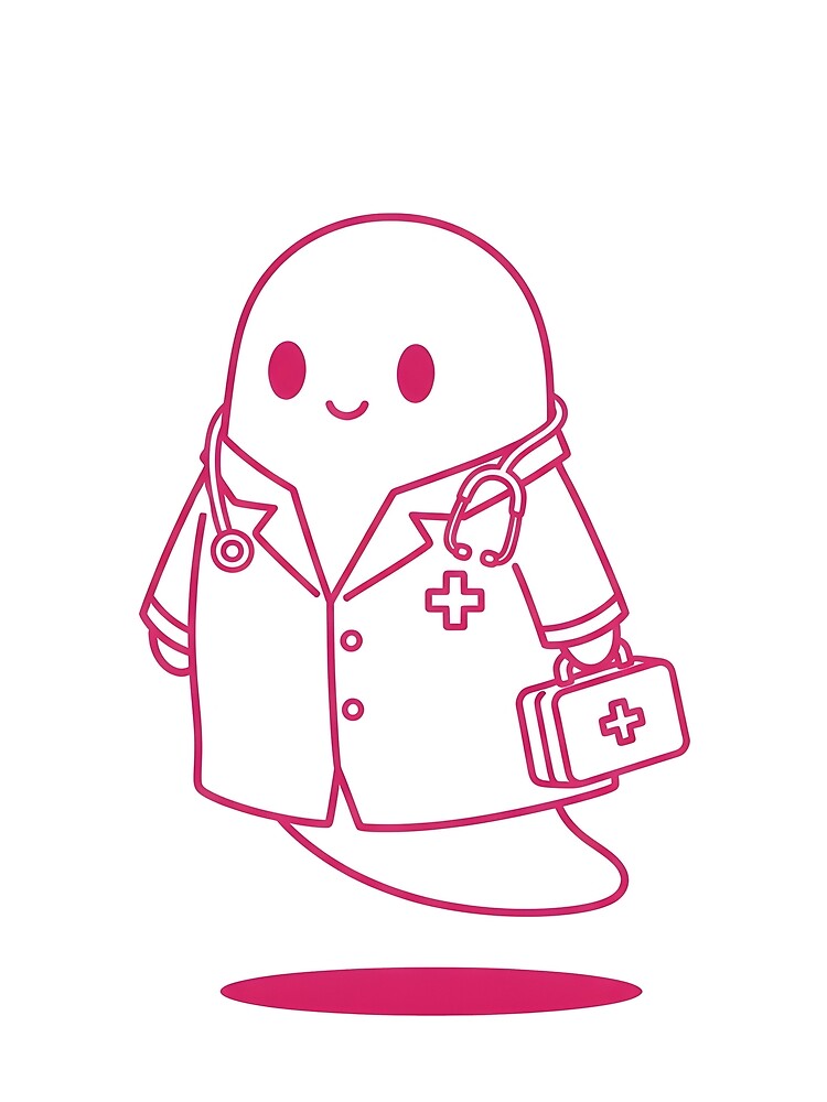 Kawaii Doctor Ghost – Cute Spooky Medical Design by DamianRoy88