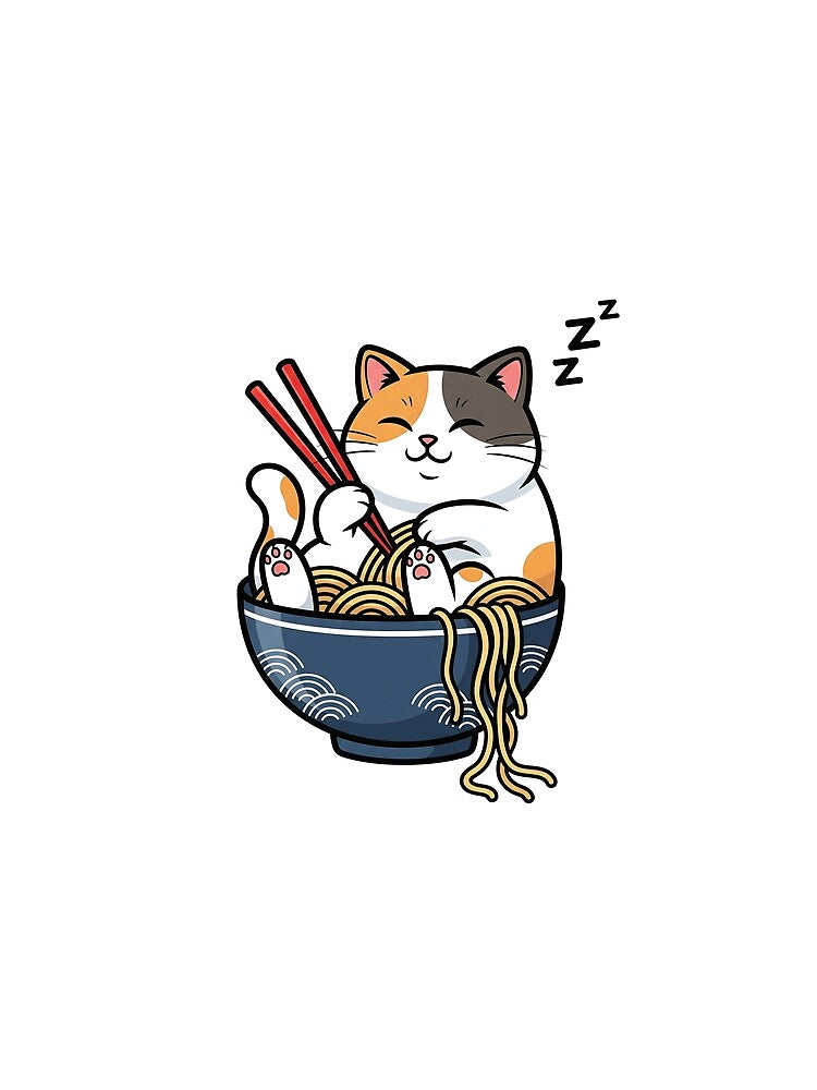 Cute Anime Merch Cat Design Japanese Ramen Noodle Clothes by cawtoon