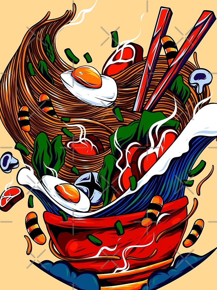 Ramen Life Japanese Ramen noodle soup, Kawaii retro colorful ramentic and aesthetic design by Cheeky Companions