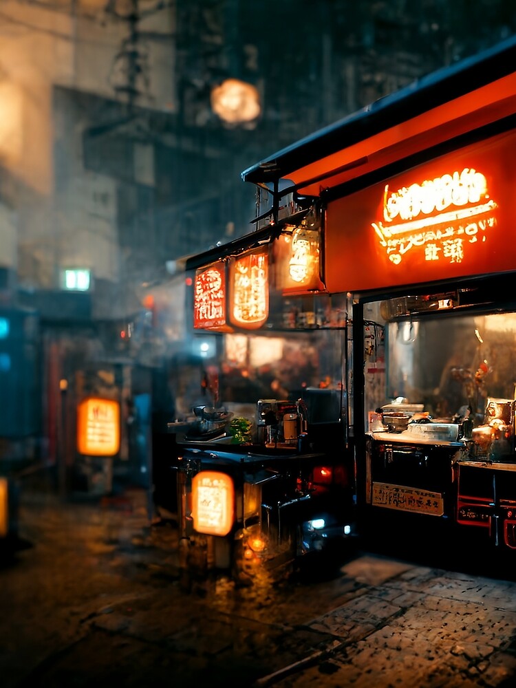 Noodle Corner - Cyberpunk Cityscapes by ArkMinted