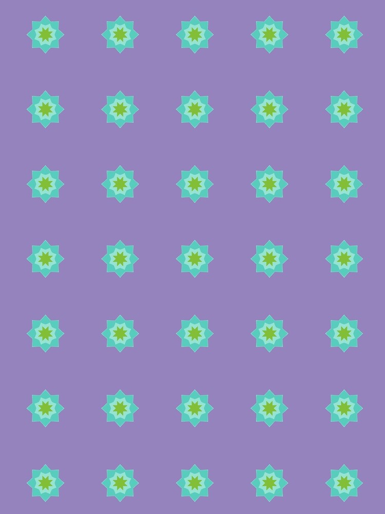 Purple and Turquoise Blue Geometric Star Pattern by OpalEllery