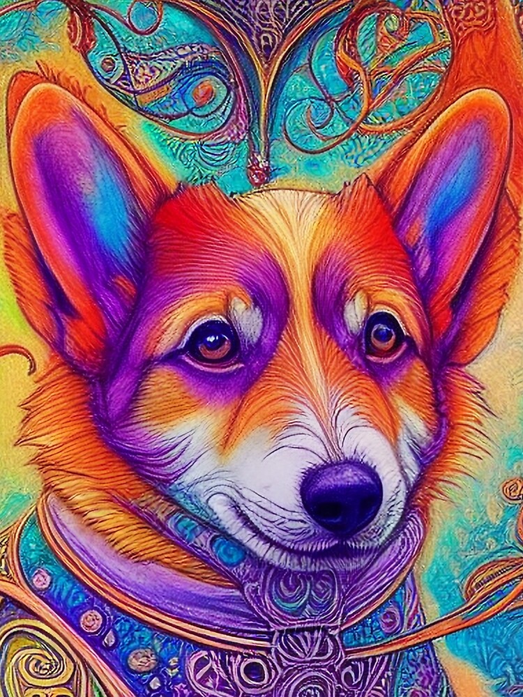 Tribal Corgi Dog Art 4 by DiatomDesigns