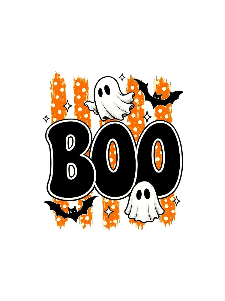 BOO Spooky Striped Halloween Ghost Coquette Halloween by wansilastomi