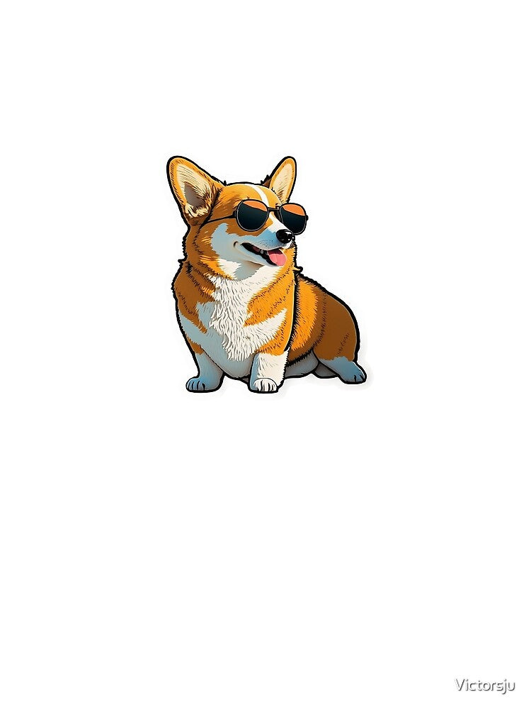 Cute corgi with sunglasses sticker by Victorsju