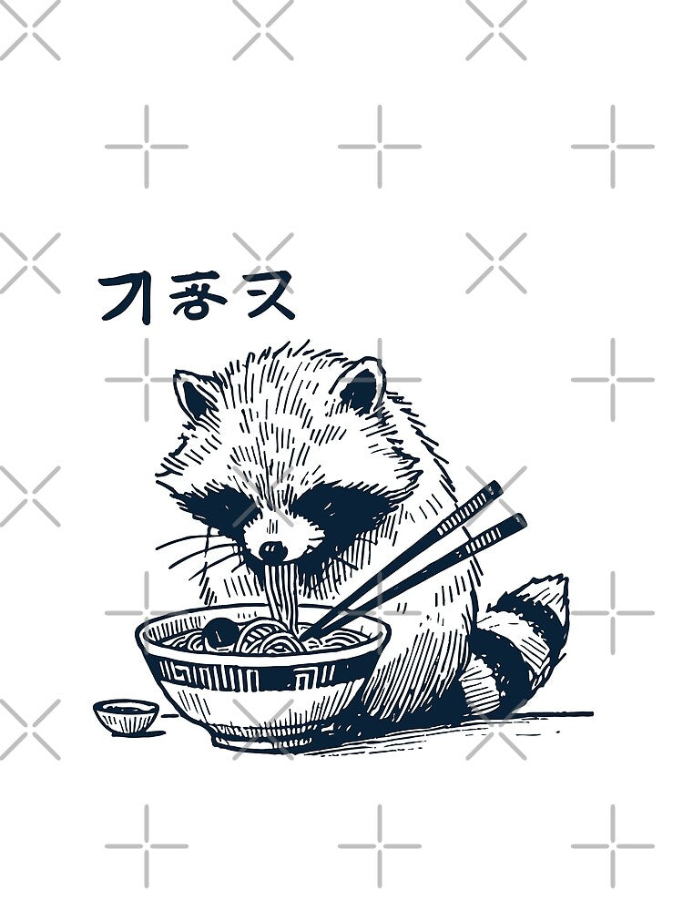 Ukiyo-e Raccoon Ramen Retro Japan Kawaii by LuminOrb