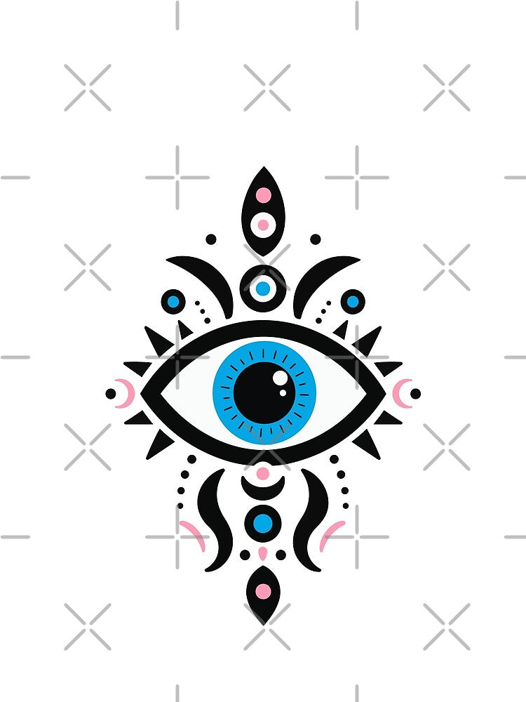 Pink Floral Evil Eye Protection Ornamental Mystical Symbol by teeperfect
