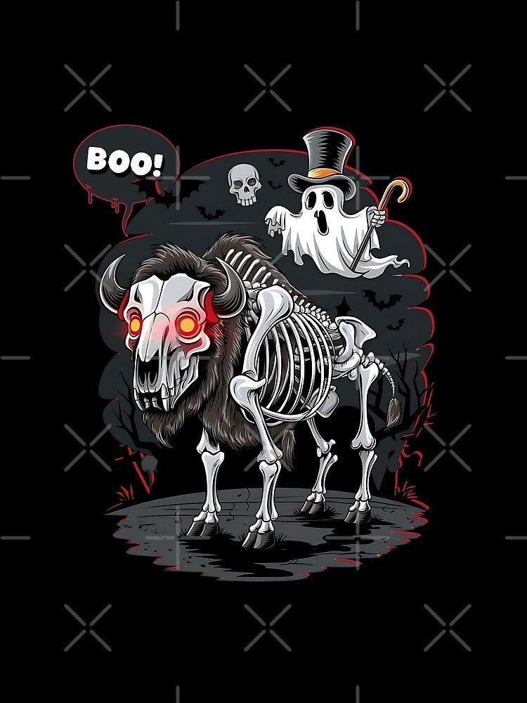 SPOOKY BISON WITH A GHOST DOING BOO by justyna-s28
