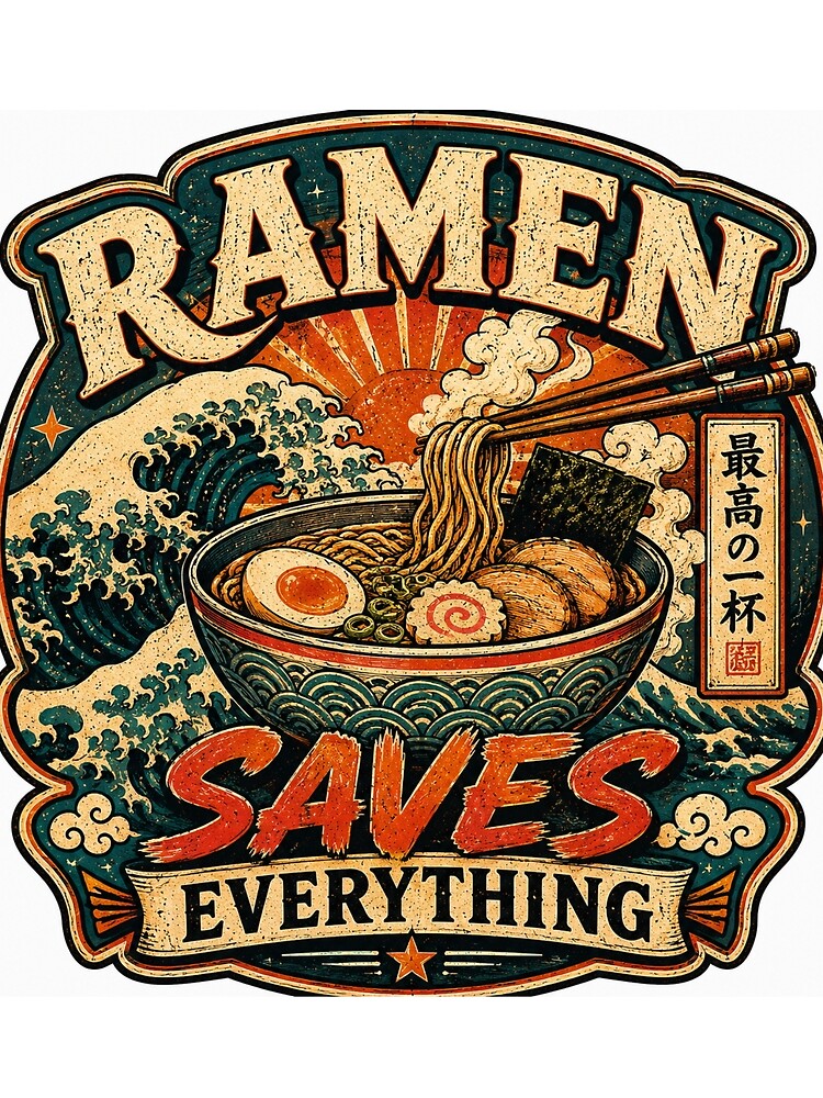 Ramen Saves Everything Retro by CodePaws Creations