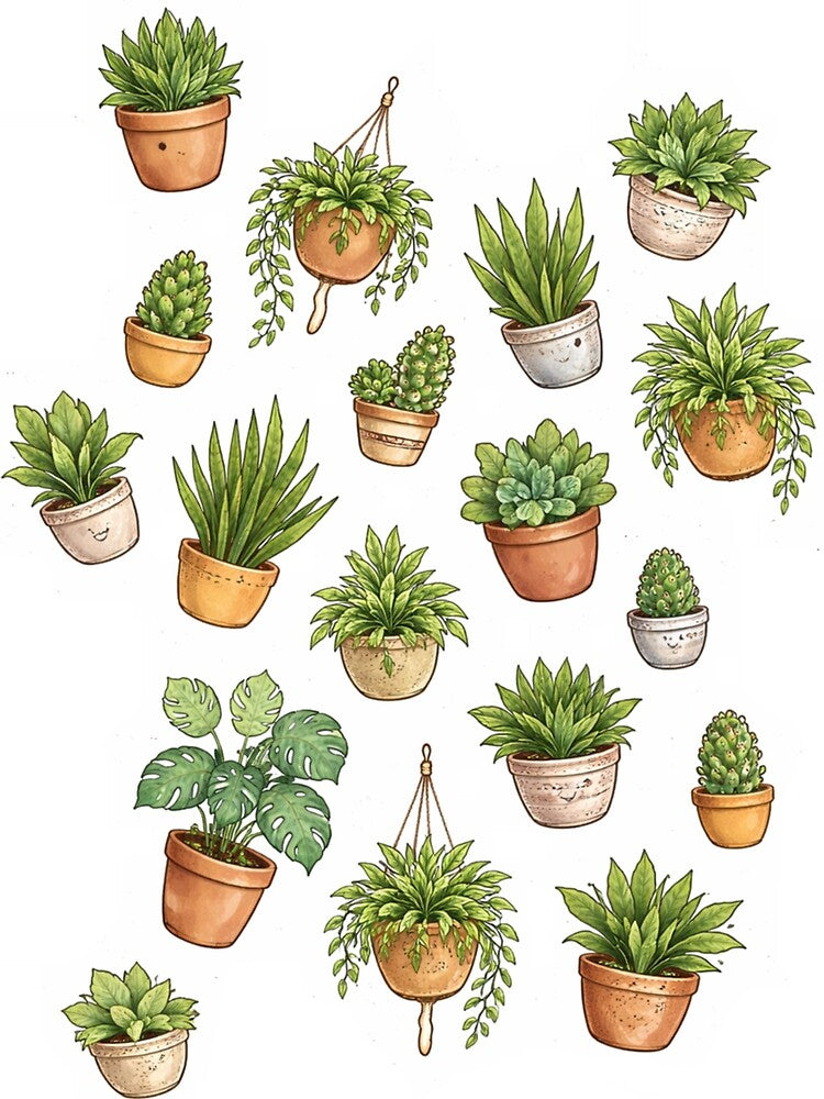 Plant Pattern | Cute Indoor Houseplant Botanical Pattern with Potted Plants | Plant Lover Aesthetic by Plant Daddy