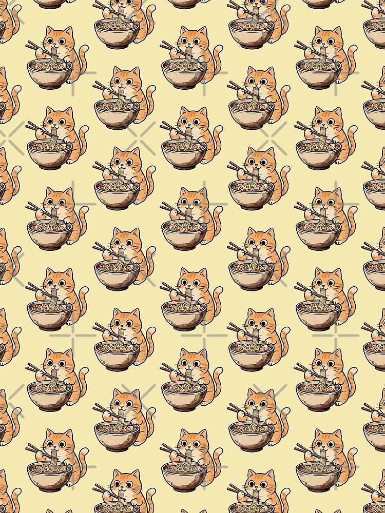 Orange Cat Eating Ramen by merchxwear