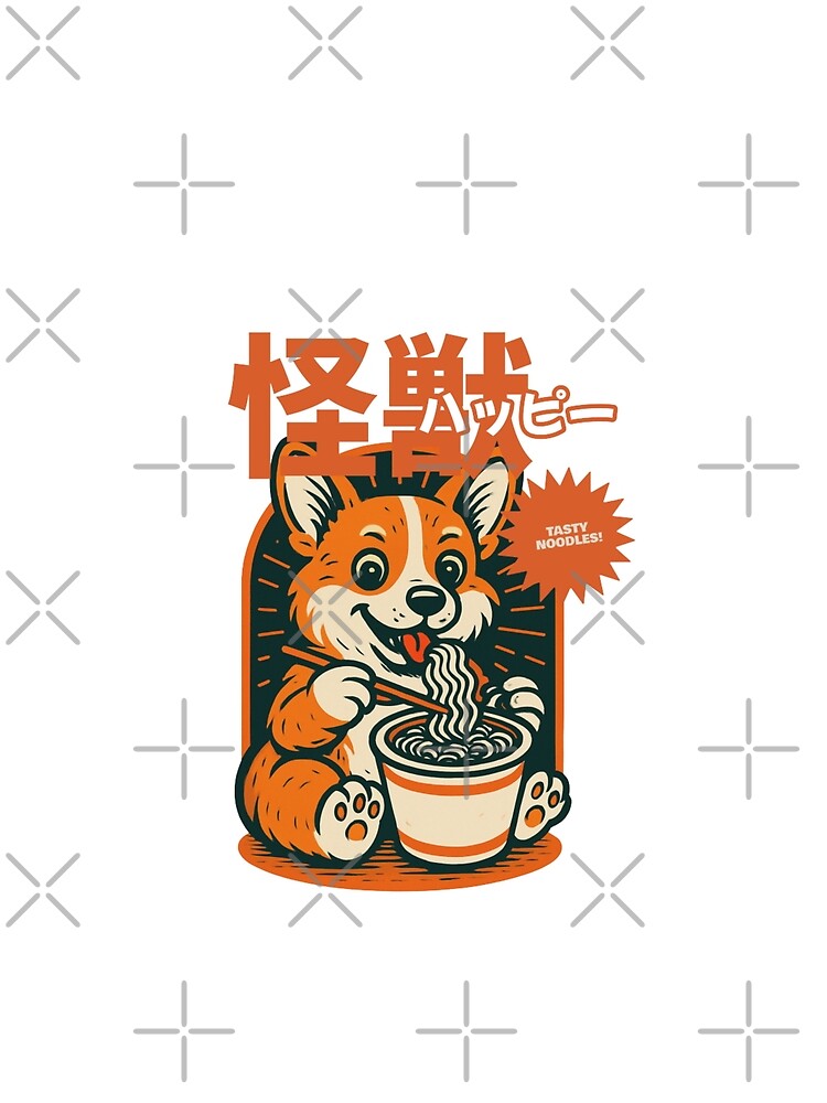 Cute Corgi Eating Noodles – Kawaii Ramen Dog Design by TheRamesCo