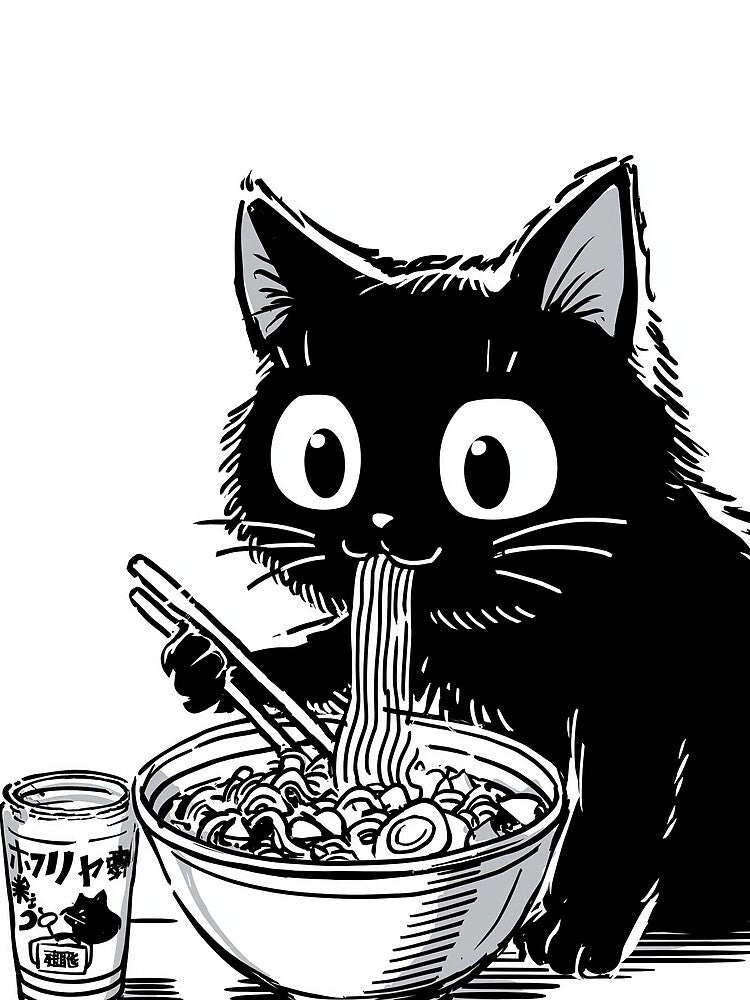 The Classic Ramen Feline by Retro Type