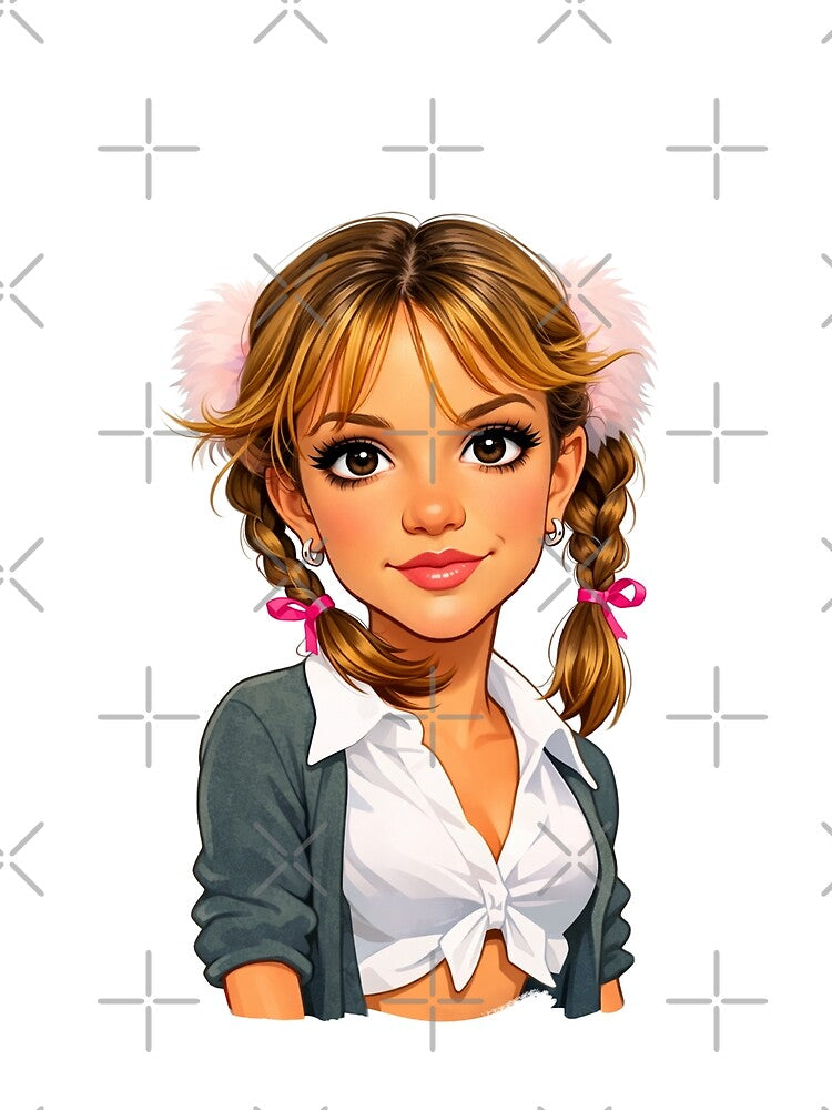 Britney Baby One More Time Inspired Pop Star Illustration | 90s Pop Nostalgia Art by SimplyJasper