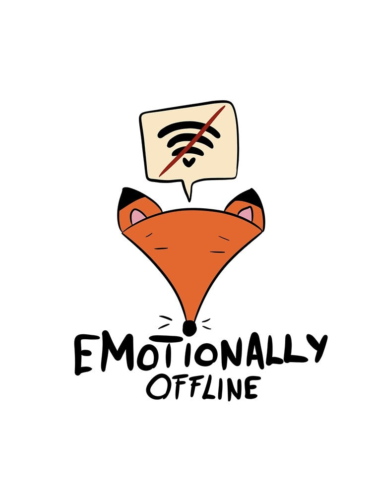 Emotionally Offline Cute Fox Introvert Humor by DesignFreakArt
