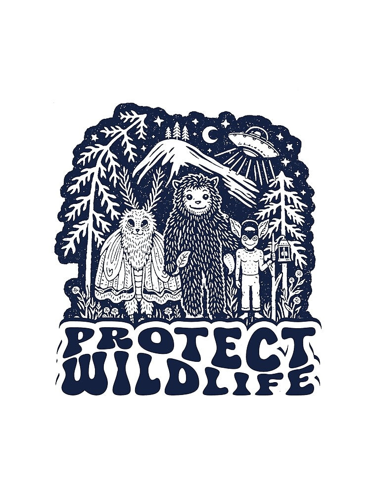 Protect Wildlife - Sasquatch Mothman Funny Cryptid Vintage by RandyHaskins