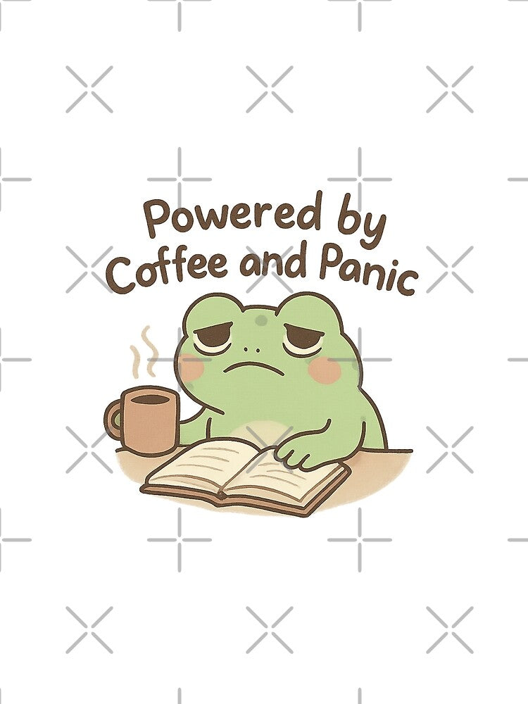 Funny Frog Powered by Coffee and Anxiety by Snacky Paws