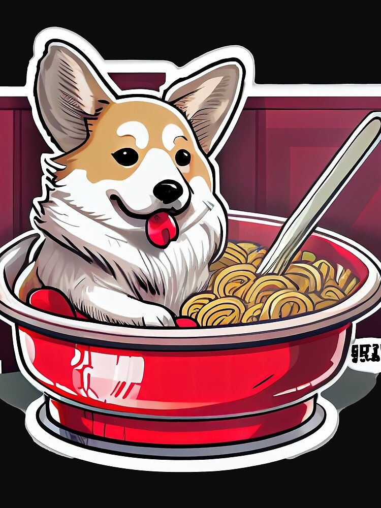 corgi enjoy japanese noodle soup by Aliveforfun
