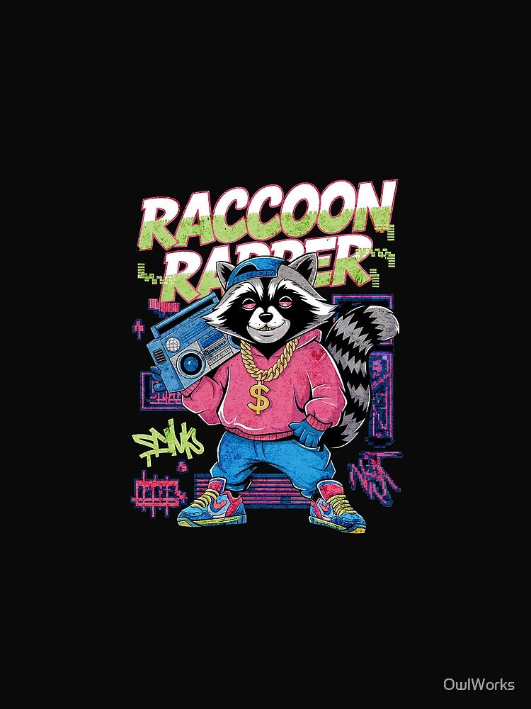 Raccoon Rapper - 90s Bootleg Style Design by OwlWorks