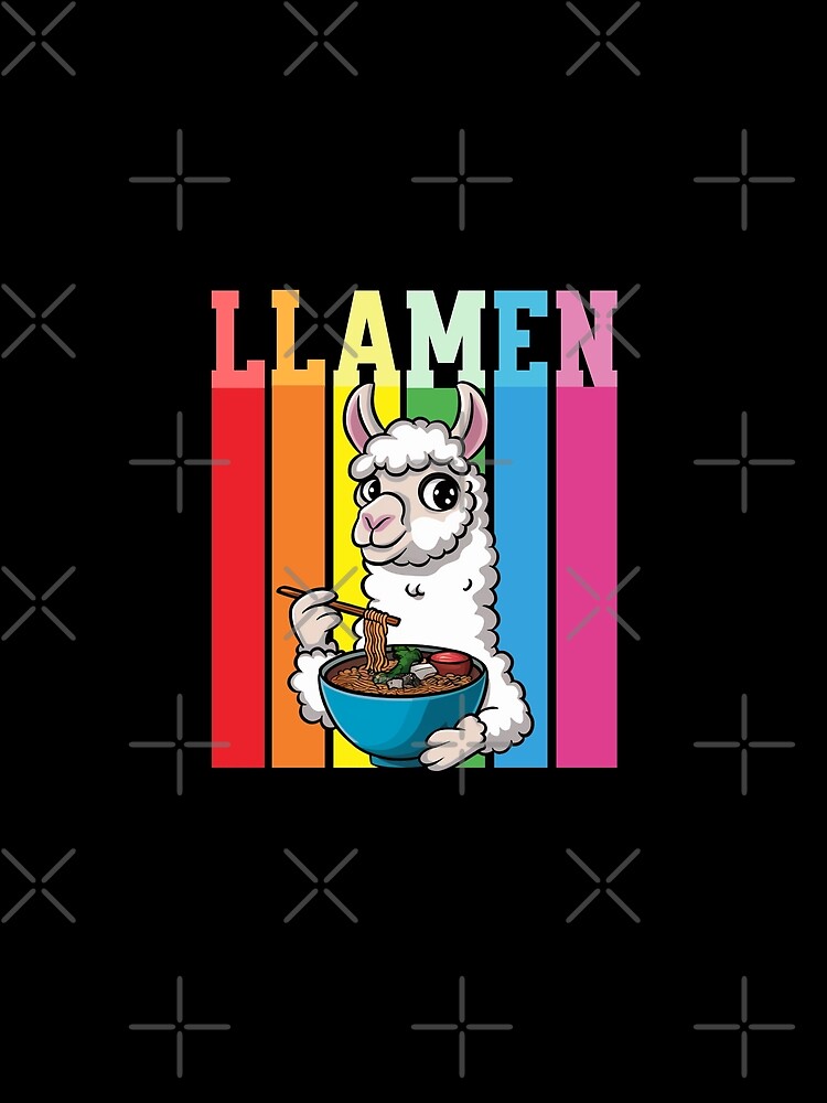 Llama Eating Ramen Retro Design by CALIMASHIRTS