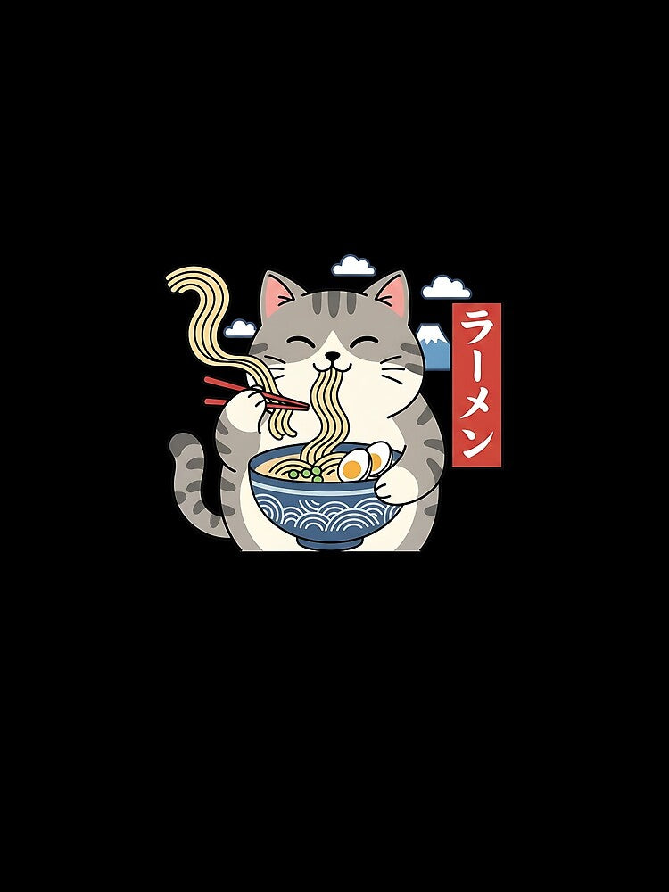 Anime Cat Eating Ramen Retro Kawaii Ramen Cat by heymbe