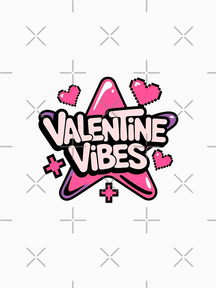 Valentine Vibes Cute Y2K Aesthetic Pink Star Art by SplashTastic