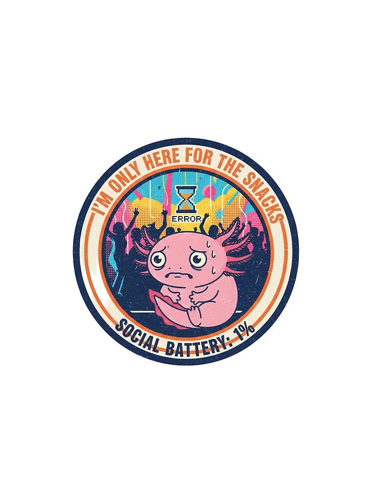 Social Battery 1 Percent Axolotl – Funny Introvert Party Anxiety 90s Vintage Graphic by FakeJoo