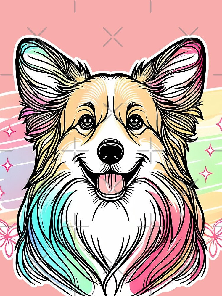 Pastel Long Haired Corgi by pixiedustpaint