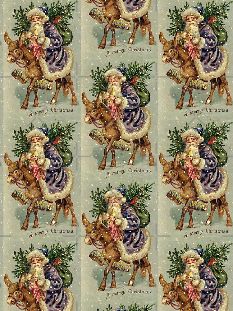 Vintage Santa Claus on a donkey by cutesy