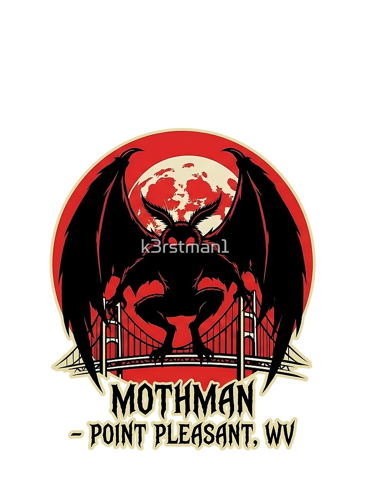 Mothman Point Pleasant WV Cryptid Bridge Red Moon by k3rstman1