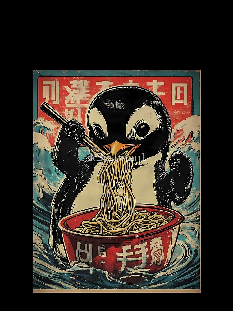 Vintage Ukiyo-e Penguin Ramen Noodle by k3rstman1