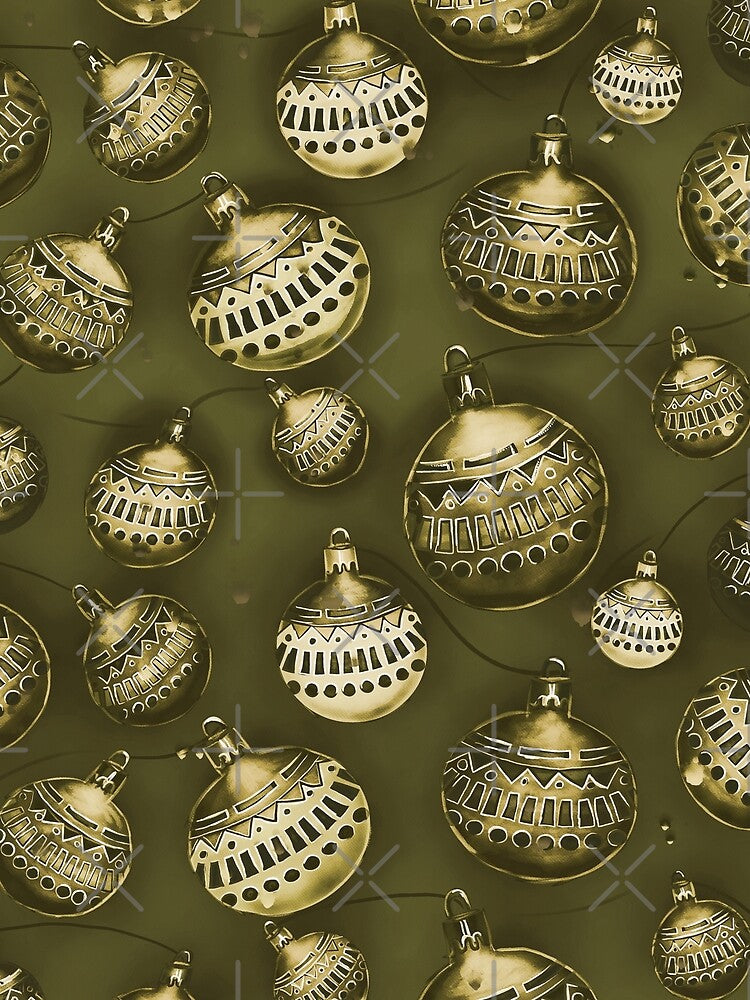 Golden Painted Christmas Balls Pattern by sunnthreads