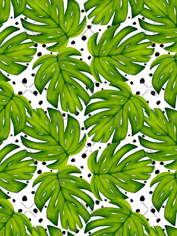 Monstera Deliciosa Leaf Polka Dot Pattern by Kraina