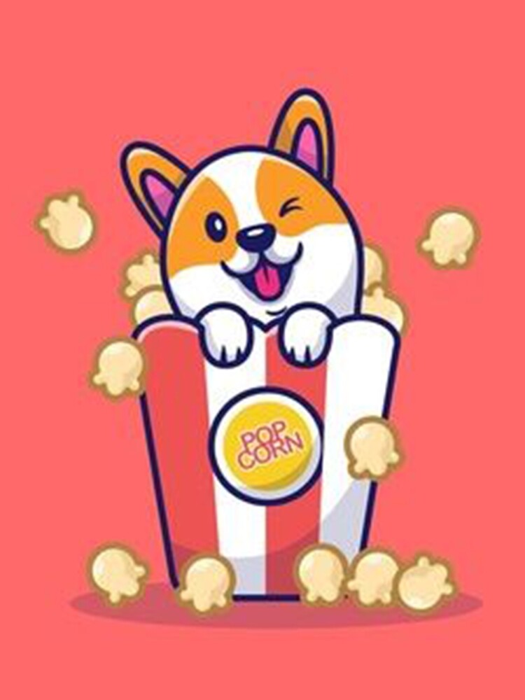 Cute Corgi Dog With Popcorn Cartoon by rossagrantt