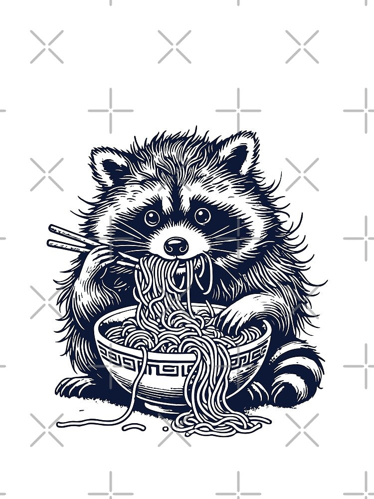 Raccoon Ramen Lovers Ukiyo-e Retro Kawaii by LuminOrb
