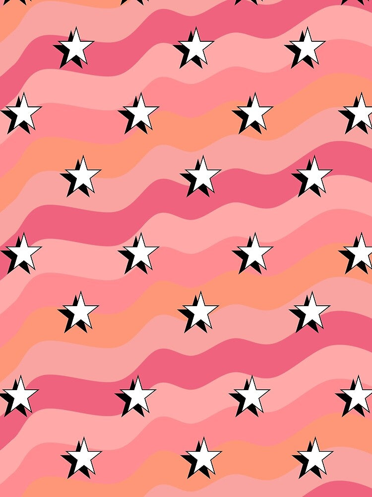 Groovy Y2K Aesthetic Stars Retro Pink Wavy Star Pattern by Aesthetic Crew