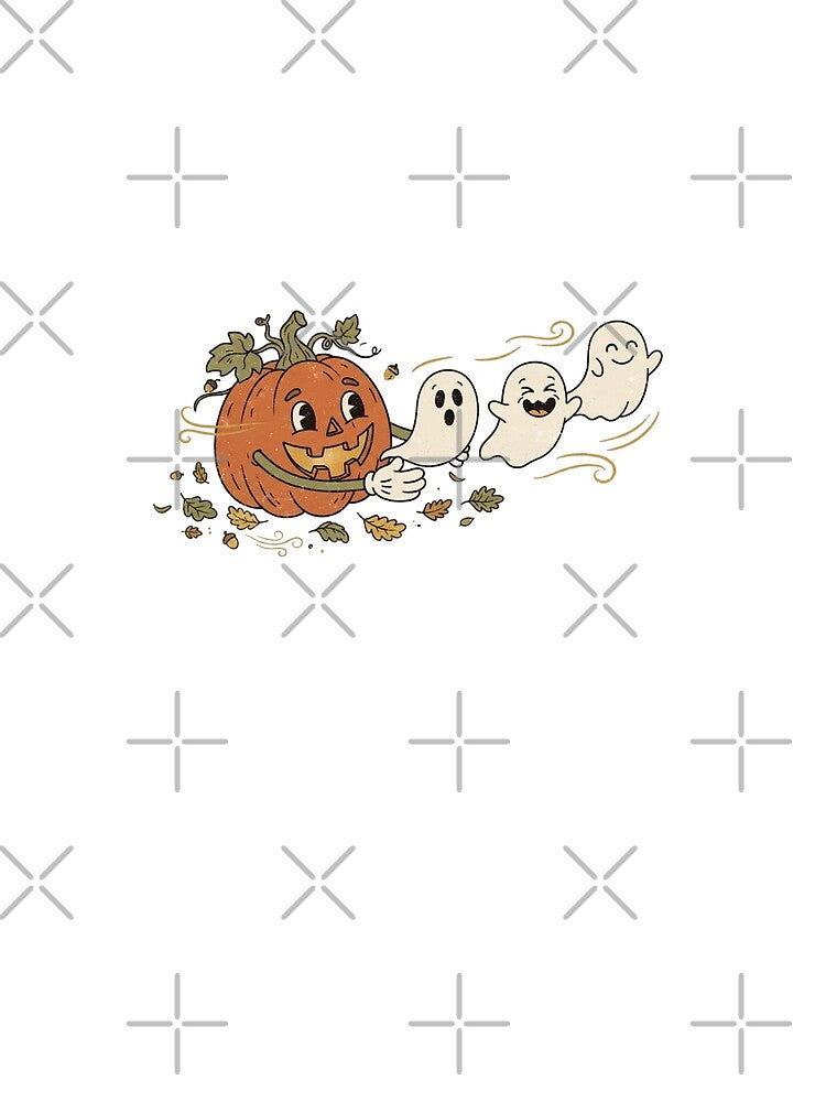 Pumpkin Chasing Ghosts Vintage Halloween by SOUFIANE1991