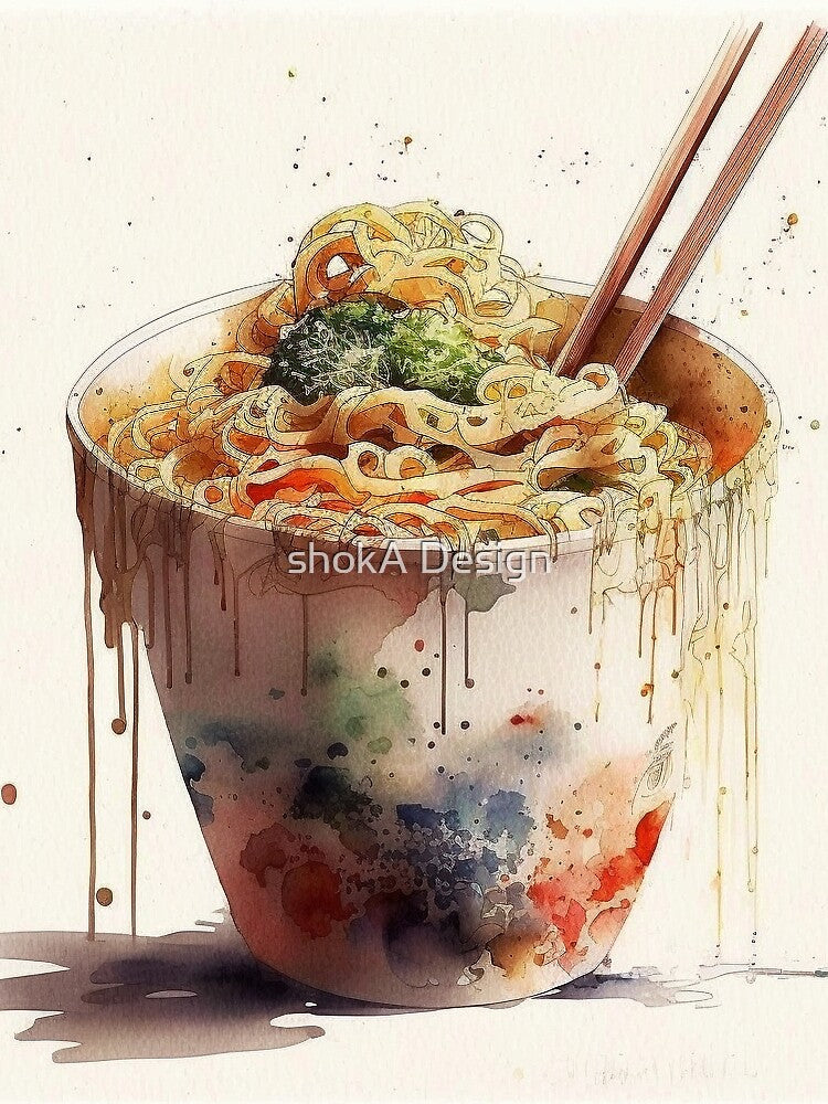 ramen noodles watercolor by shokA Design