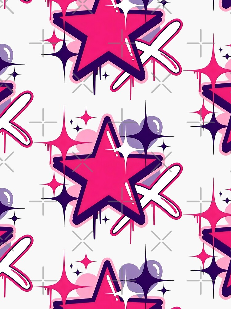 Y2K Aesthetic Star Retro Pink Sparkle Graffiti Pop Art by SplashTastic