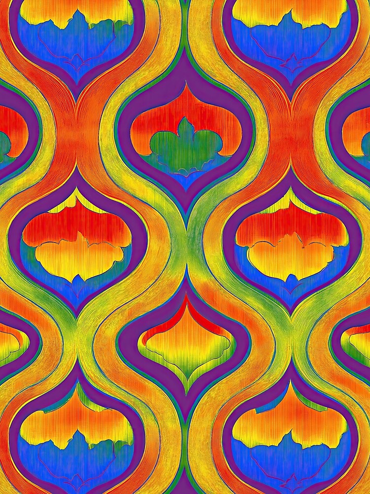 Traditional Abstract Fruit Rainbow Fabric Print | Pride Pattern by thaneydesign