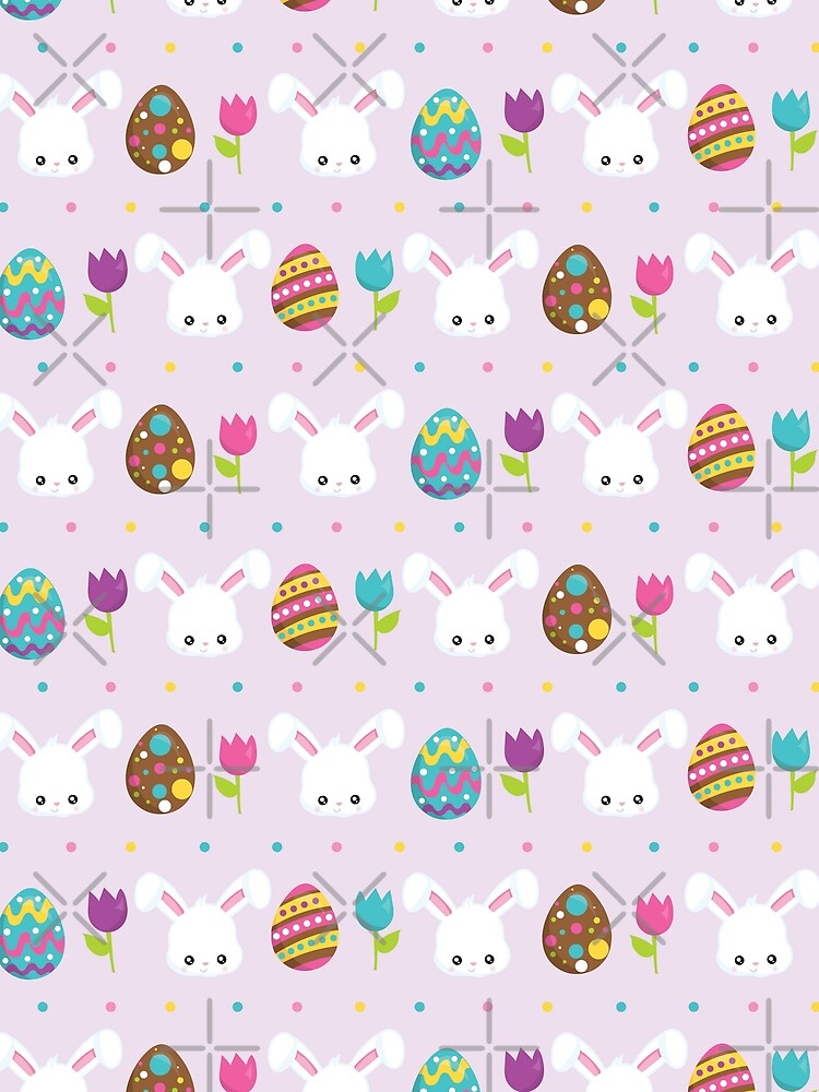 Pink Easter Egg Bunny Rabbit Kawaii Pattern by ILLYL Creatives