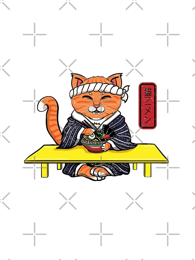 Japanese Cat Eating a Ramen Noodles graphic by D-C-Designs