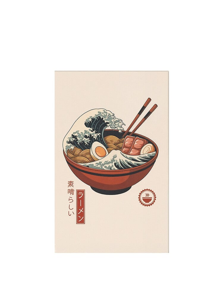 Japanese Ramen Wave – Great Wave Off Kanagawa Food Art Poster by StickifyArt
