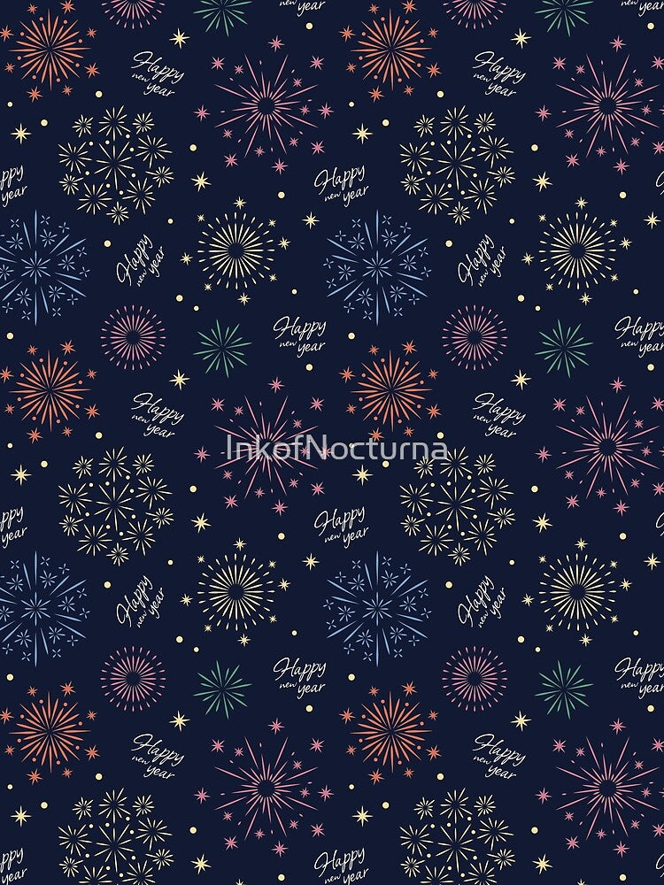 New Year's Eve: Modern and abstract fireworks, colorful. Happy New Year! by InkofNocturna