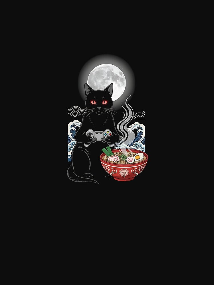 Ramen Cat Tshirt Gamer Kawaii Funny Retro Japanese Gaming by diyoor