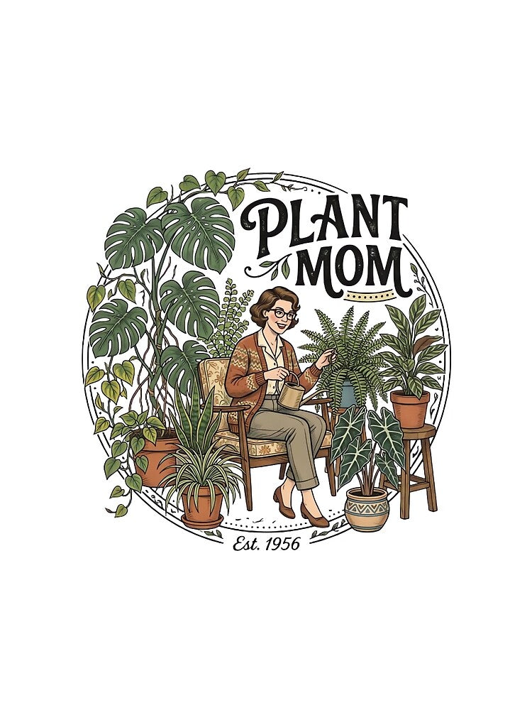 Vintage Plant Mom Botanical Design Retro Houseplants Illustration by urbinet